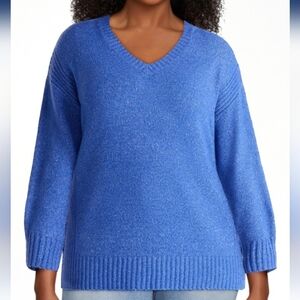 Women's Plus V Neck Tunic Sweater     Various Sizes    Blue NWT